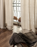 Mid-weight Linen Curtain in Natural Melange, rod pocket