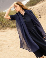 Lightweight Linen Scarf in Navy