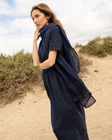 Lightweight Linen Scarf in Navy