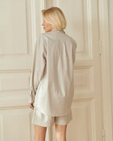 Shirt and Shorts Pajama Set in Light Gray