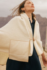 Wool Blend Poncho in Creamy