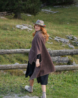 Wool Poncho in Purple