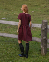 Rose - Linen Dress in Burgundy