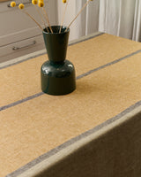 Linen tablecloth in Green Golden Stripe