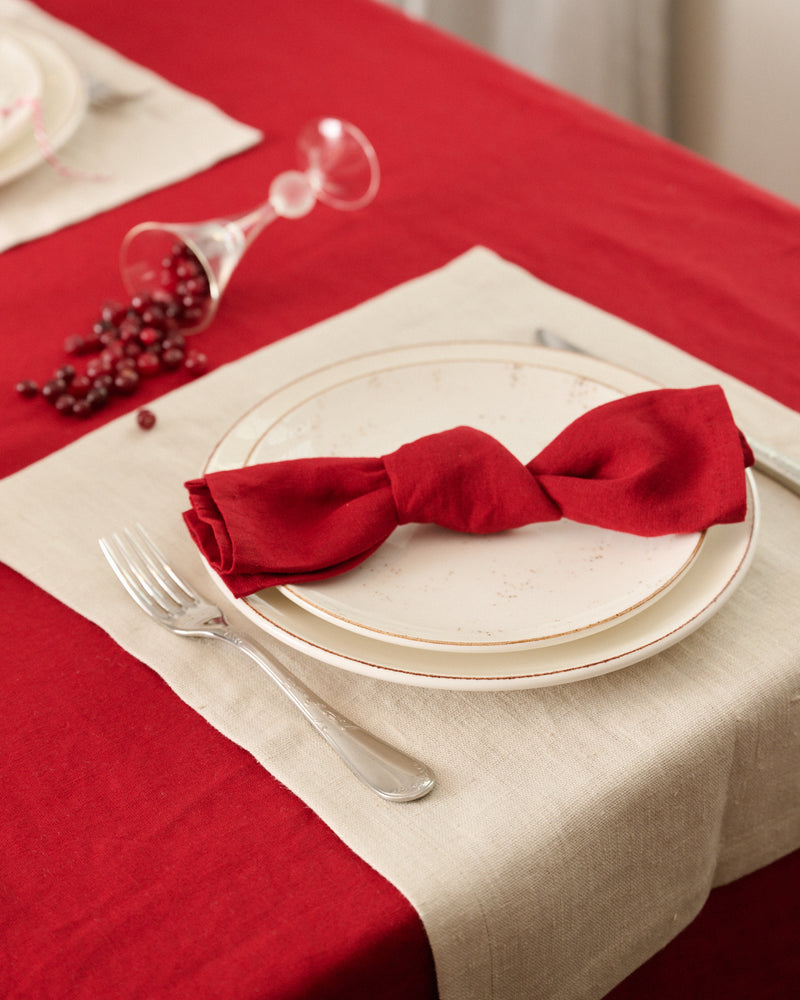Cranberry Linen napkins set of 2