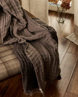 Double Sided Linen Blanket in Grey