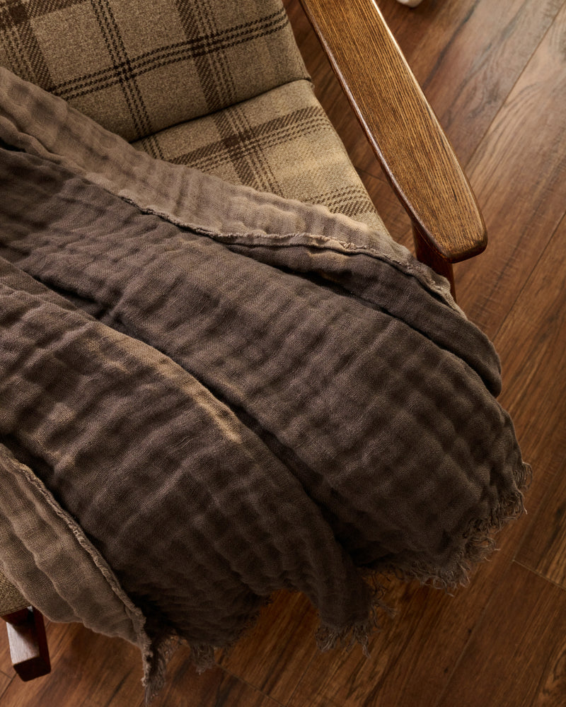 Double Sided Linen Blanket in Grey