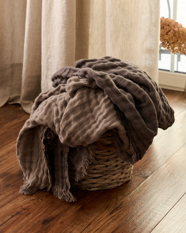 Double Sided Linen Blanket in Grey