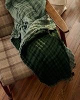 Double Sided Linen Blanket in Green