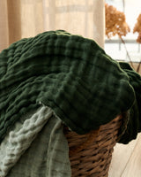 Double Sided Linen Blanket in Green