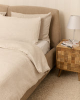 Natural Stripe linen pillowcase with buttons