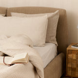 Natural Stripe linen pillowcase with buttons