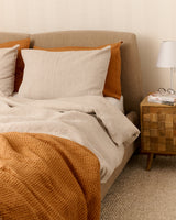 Waffle Linen Throw in Cinnamon