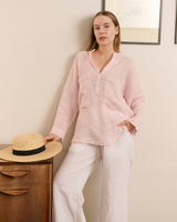 April -  Linen Blouse in Misty Pink