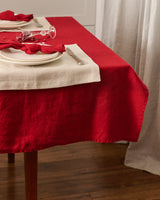 Linen tablecloth in Cranberry