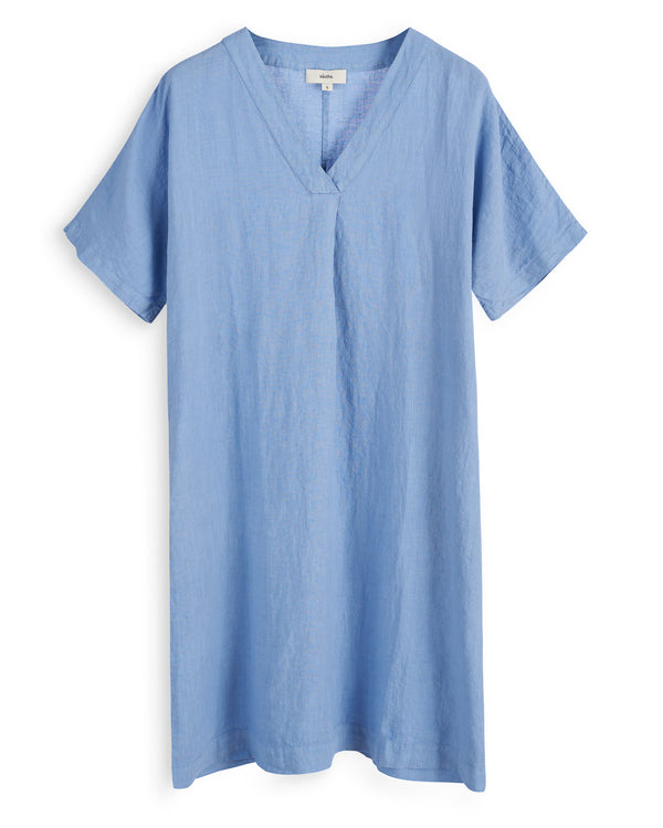 Relaxed Fit Linen Dress ROSALINE in Dusk Blue