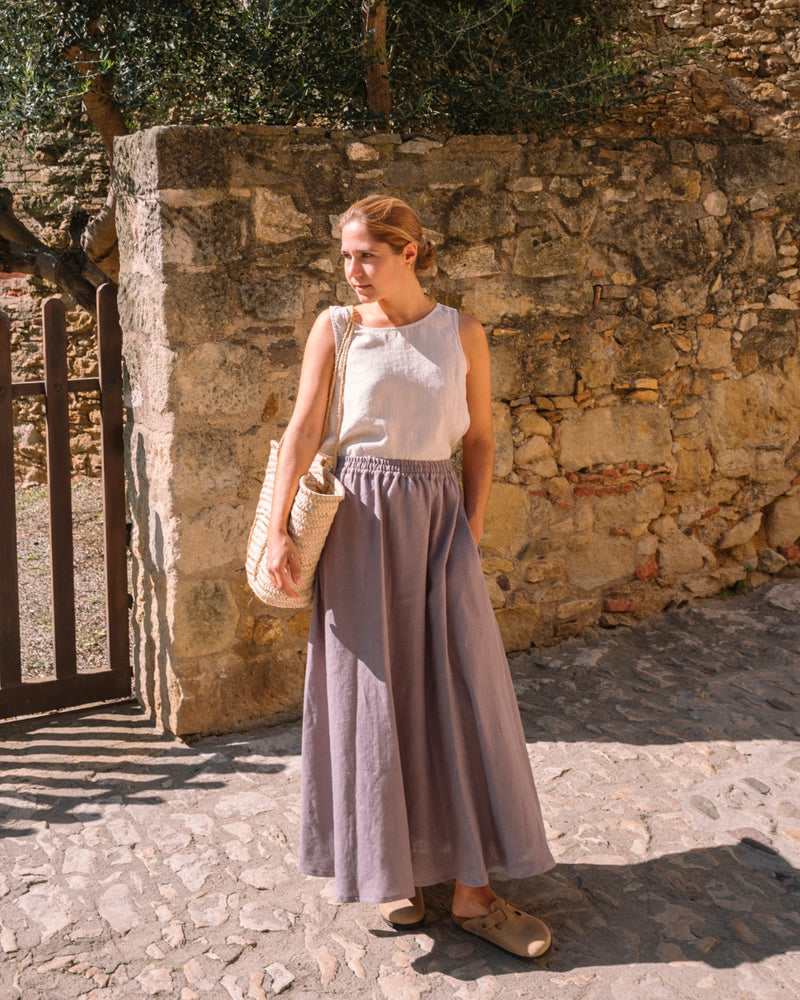 Shaina Linen Skirt in Grey Purple – Sauths - Main Image