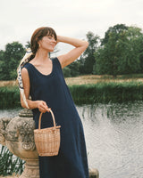 Navy Linen Dress Nida