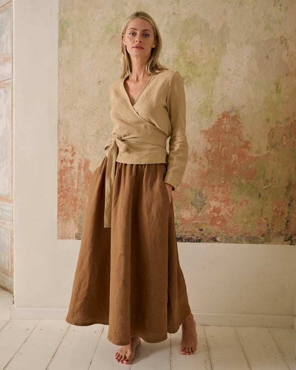 Walnut Linen Skirt Shaina