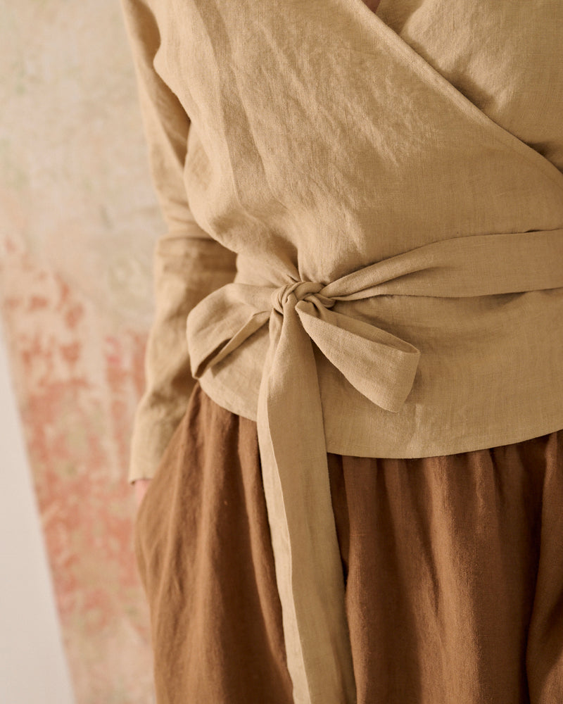 Shaina - Linen Skirt in Walnut