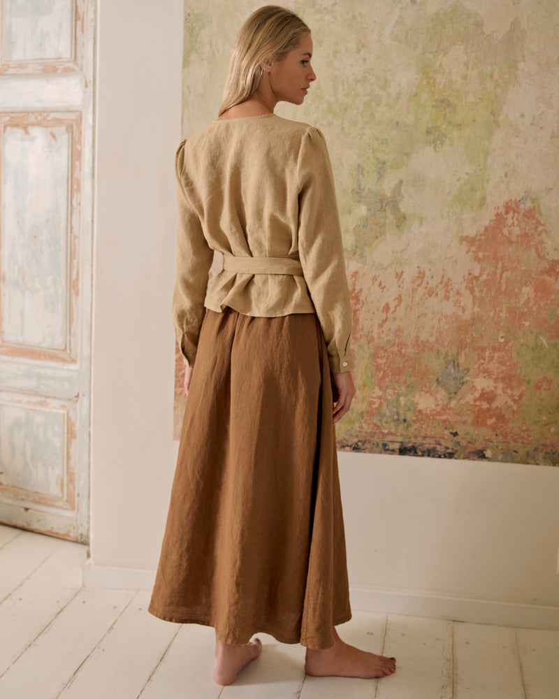 Walnut Linen Skirt Shaina