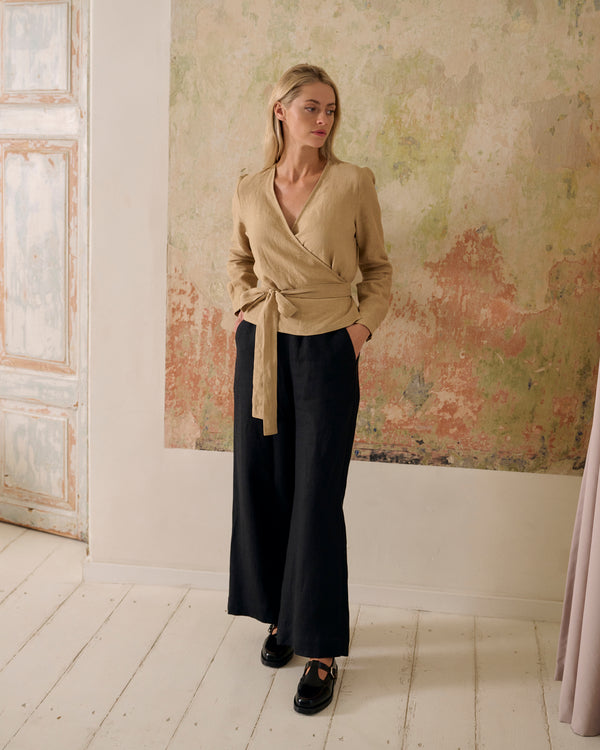 Linen Trousers Georgina in Black