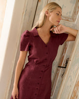 Linen Dress Leila in Deep Burgundy