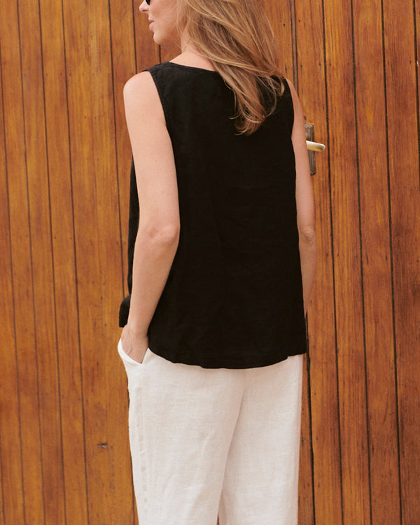 Black Linen Blouse Harper