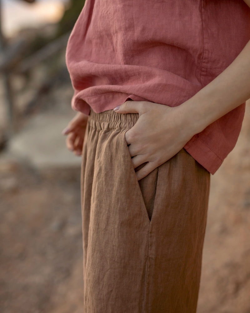 Brown Linen Trousers GEORGINA