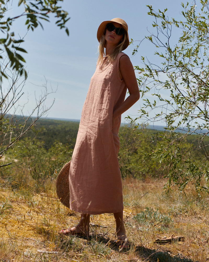 Nida - Linen Dress in Dusty Rose Sauths Nida - Linen Dress in Dusty Rose Sauths