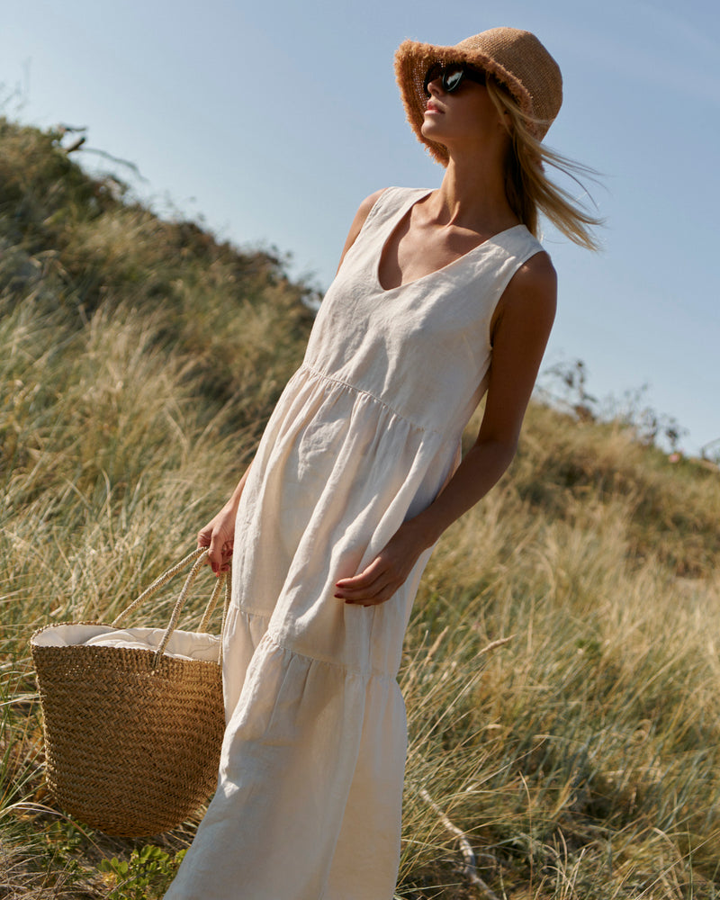 May - Linen Dress in Creamy Sauths May - Linen Dress in Creamy Sauths