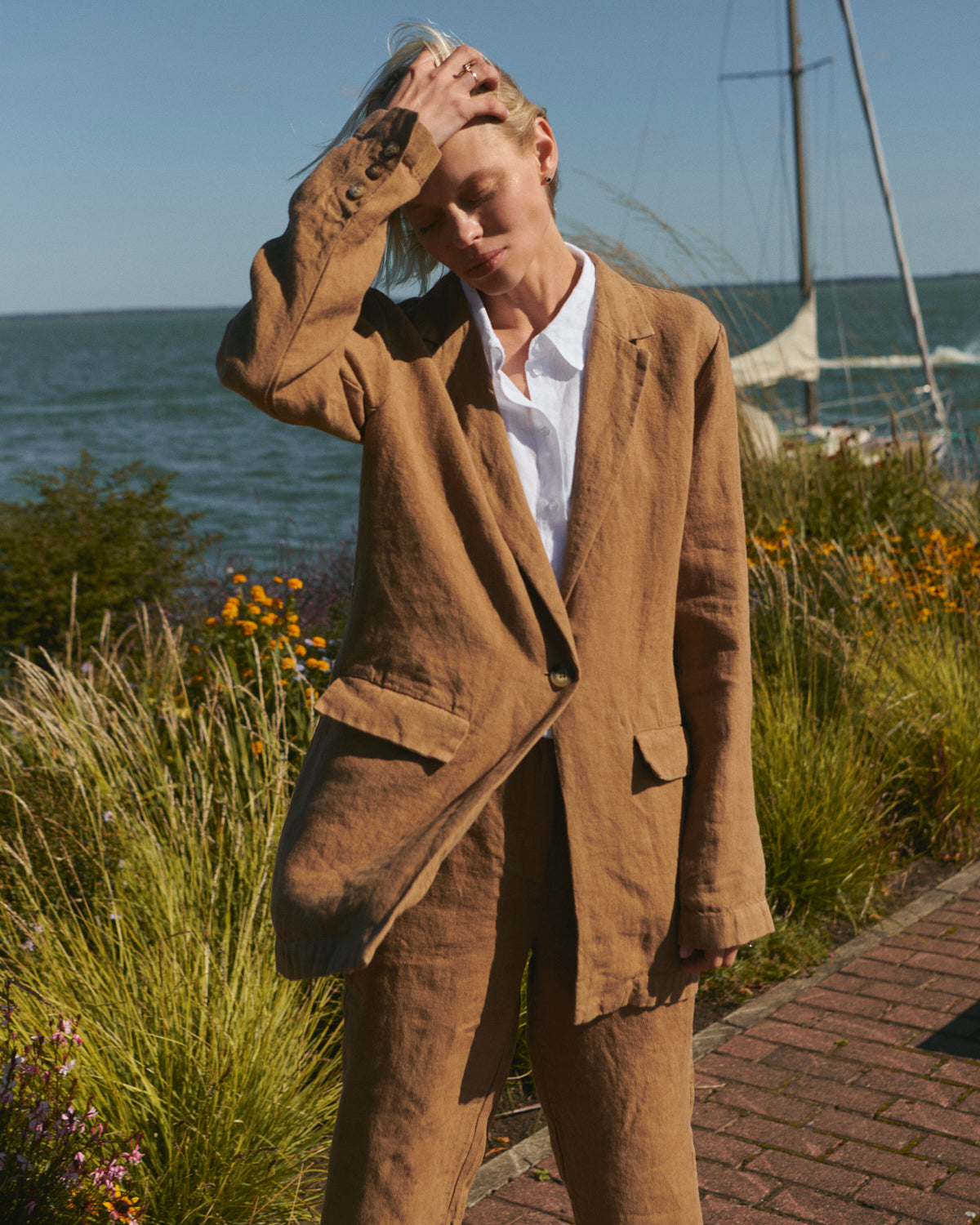 Andres - Linen Jacket in Brown – Sauths