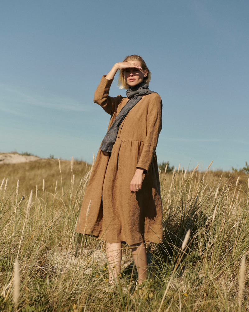 Olivia - Linen Dress in Brown Sauths Olivia - Linen Dress in Brown Sauths