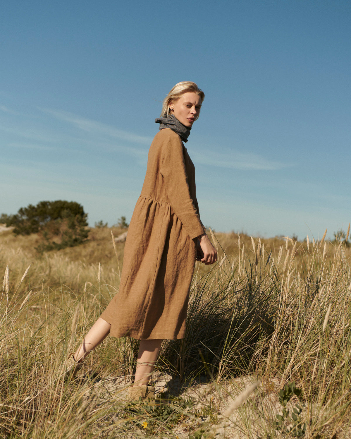 sauths linen dress Sky