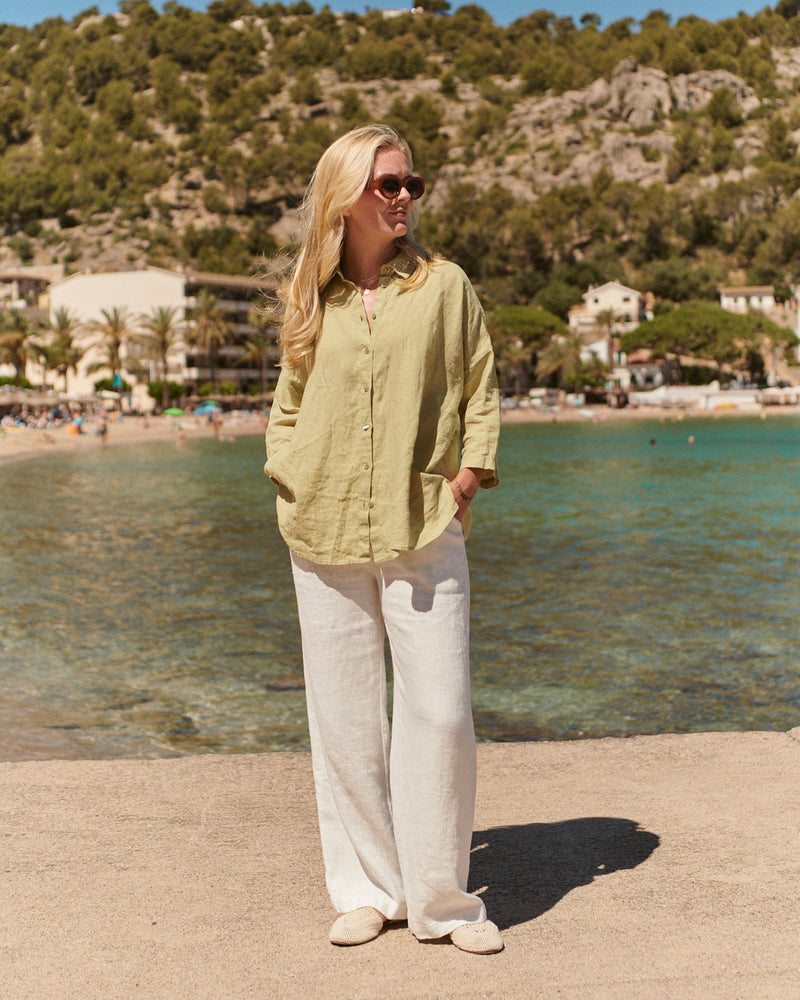 Pistachio Linen Blouse CATHY