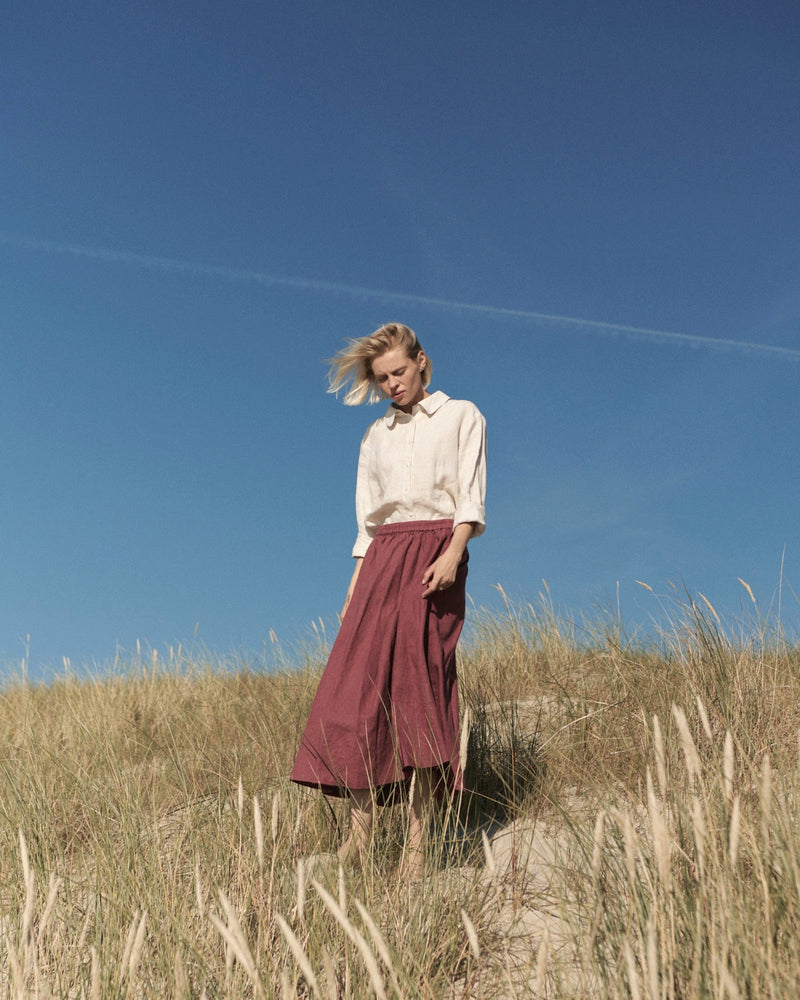 Maroon Linen Skirt Shaina