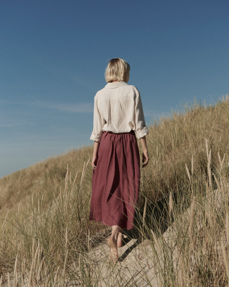 Maroon Linen Skirt Shaina