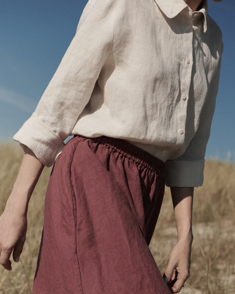 Maroon Linen Skirt Shaina