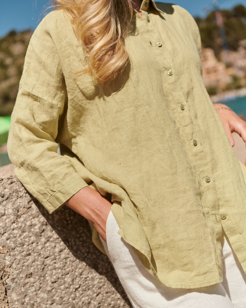 Pistachio Linen Blouse CATHY