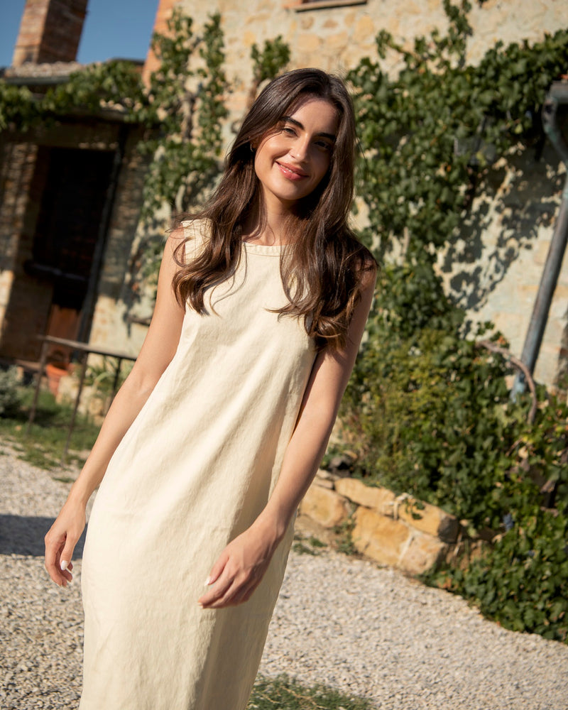 Carmen - Linen Dress in Creamy Sauths Carmen - Linen Dress in Creamy Sauths