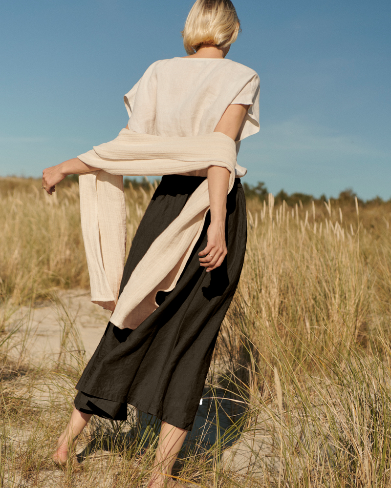 Shaina - Linen Skirt in Chocolate