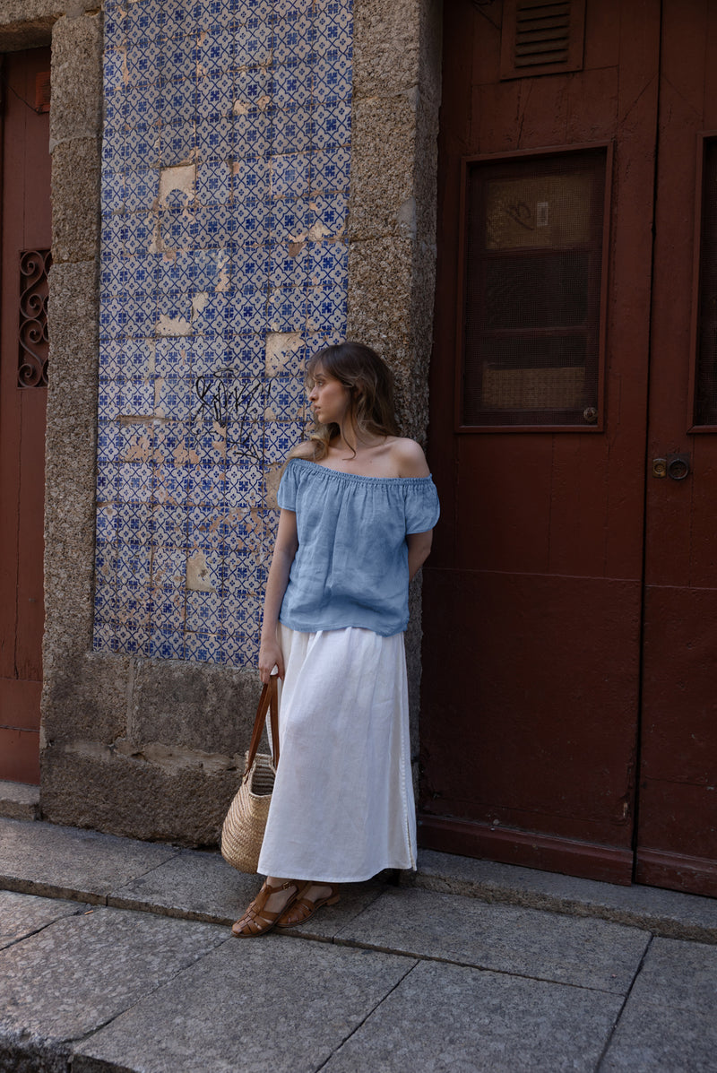 Spring - Linen Top in Dusk Blue