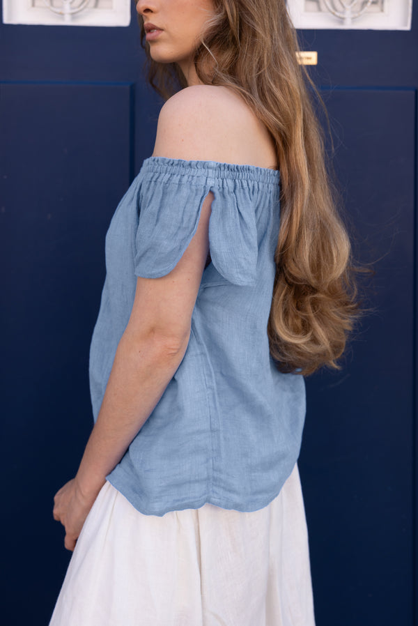 Spring - Linen Top in Dusk Blue