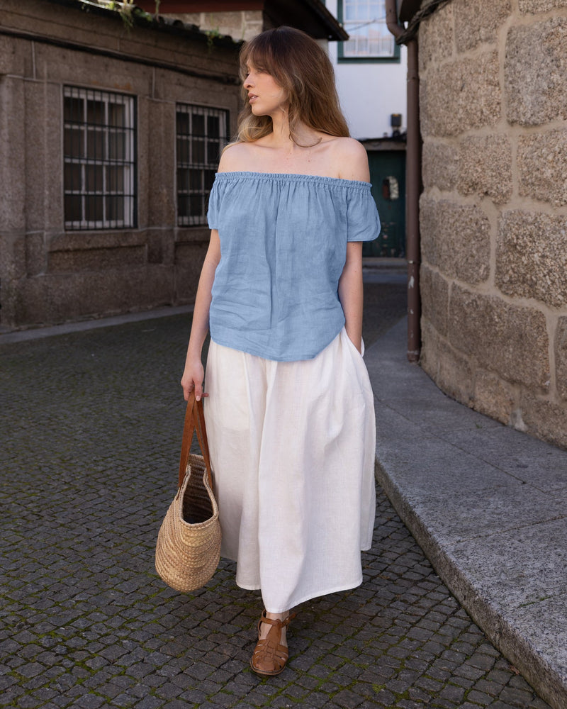Spring - Linen Top in Dusk Blue