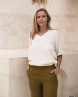 Tessa - Linen Top in Off White