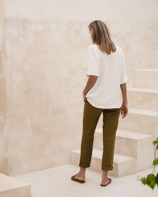 Tessa - Linen Top in Off White