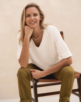 Tessa - Linen Top in Off White