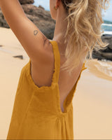 Tina - Linen Beach Dress in Golden Yellow