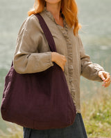 Linen Tote Bag in French Plum