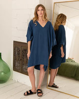 Gabriel -  Linen Tunic Dress in Blue Denim